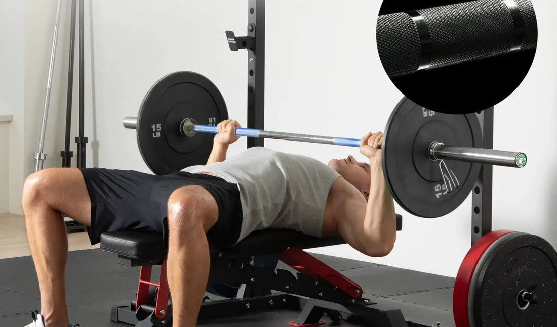 A man performing a barbell bench press