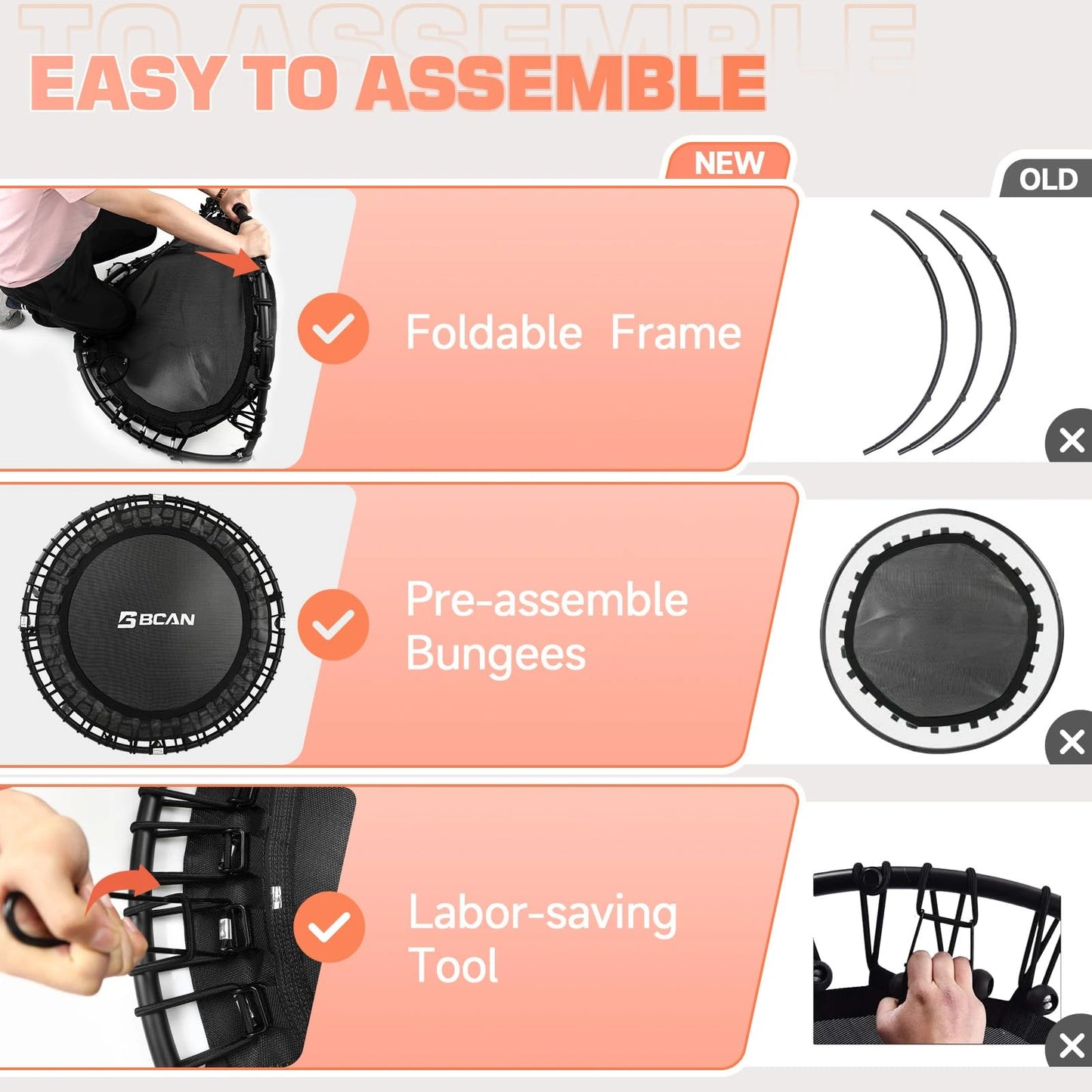 Bcan 40" Foldable Mini Trampoline