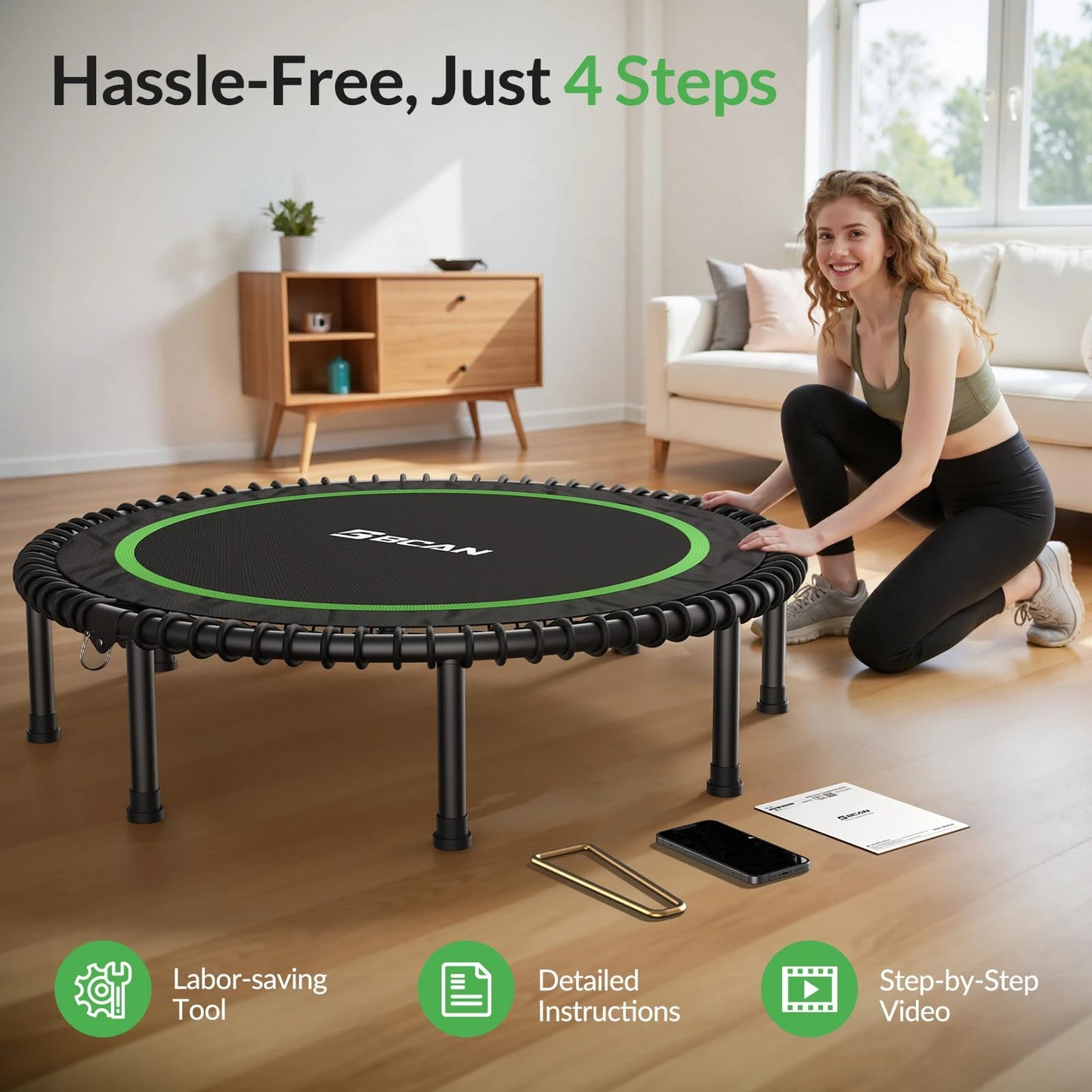 Bcan 48" Foldable Adult Mini Trampoline