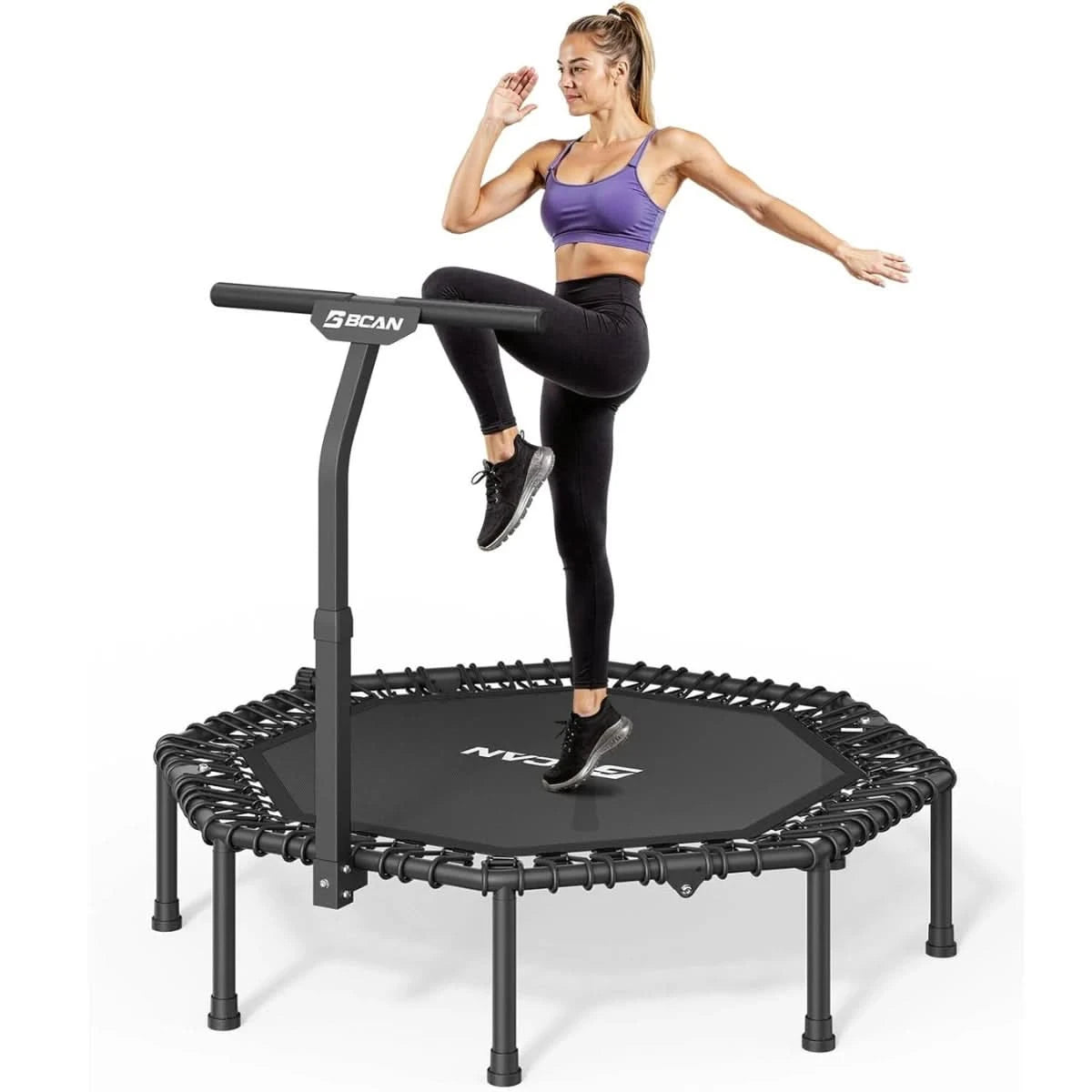 Bcan BT3 Octagonal Foldable Bungee Trampoline 51" With T-Adjustable Handlebar