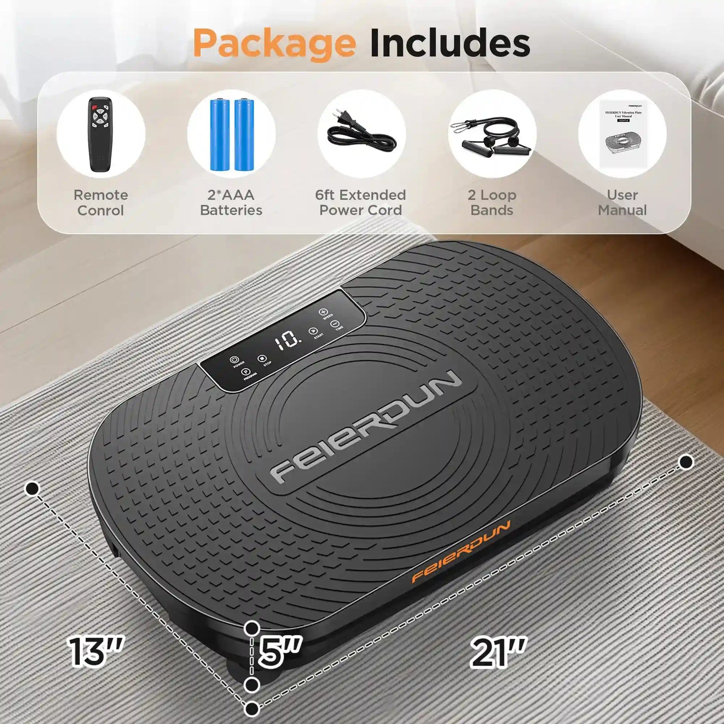 FEIERDUN Power Vibration Plate BLACK-main picture7 package includes