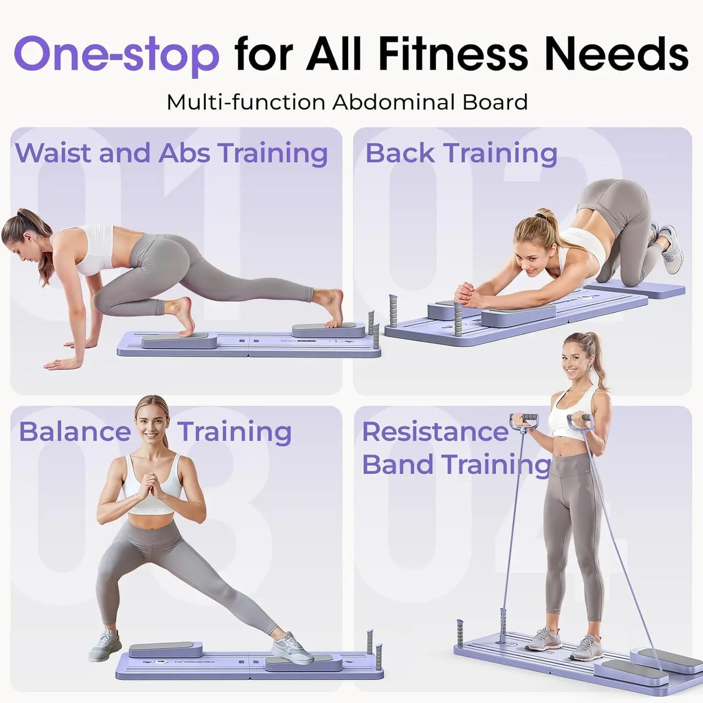 Feierdun Multifunctional Pilates Board Set Pink/Purple