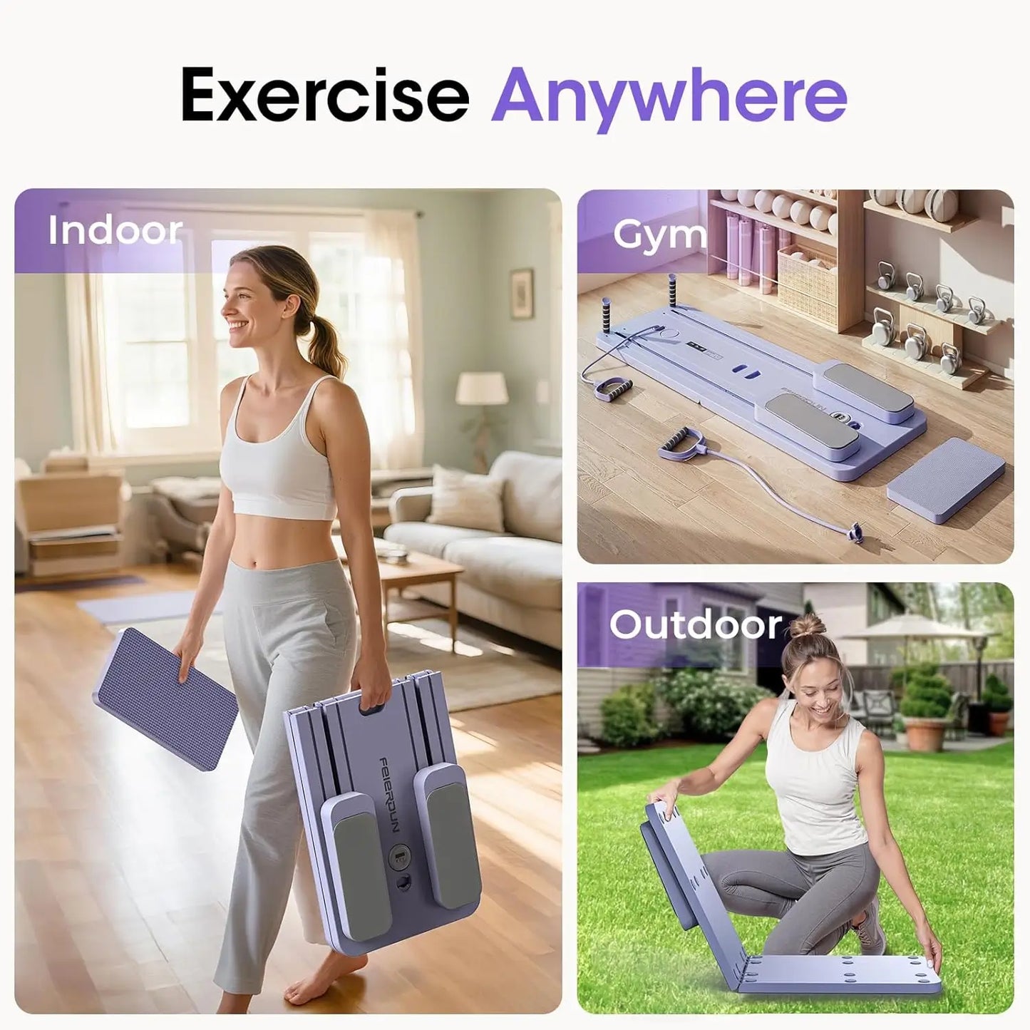 Feierdun Multifunctional Pilates Board Set Pink/Purple