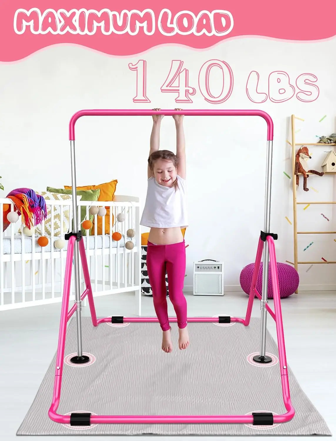 Sportsroyals Adjustable Height gymnastics bar for Kids