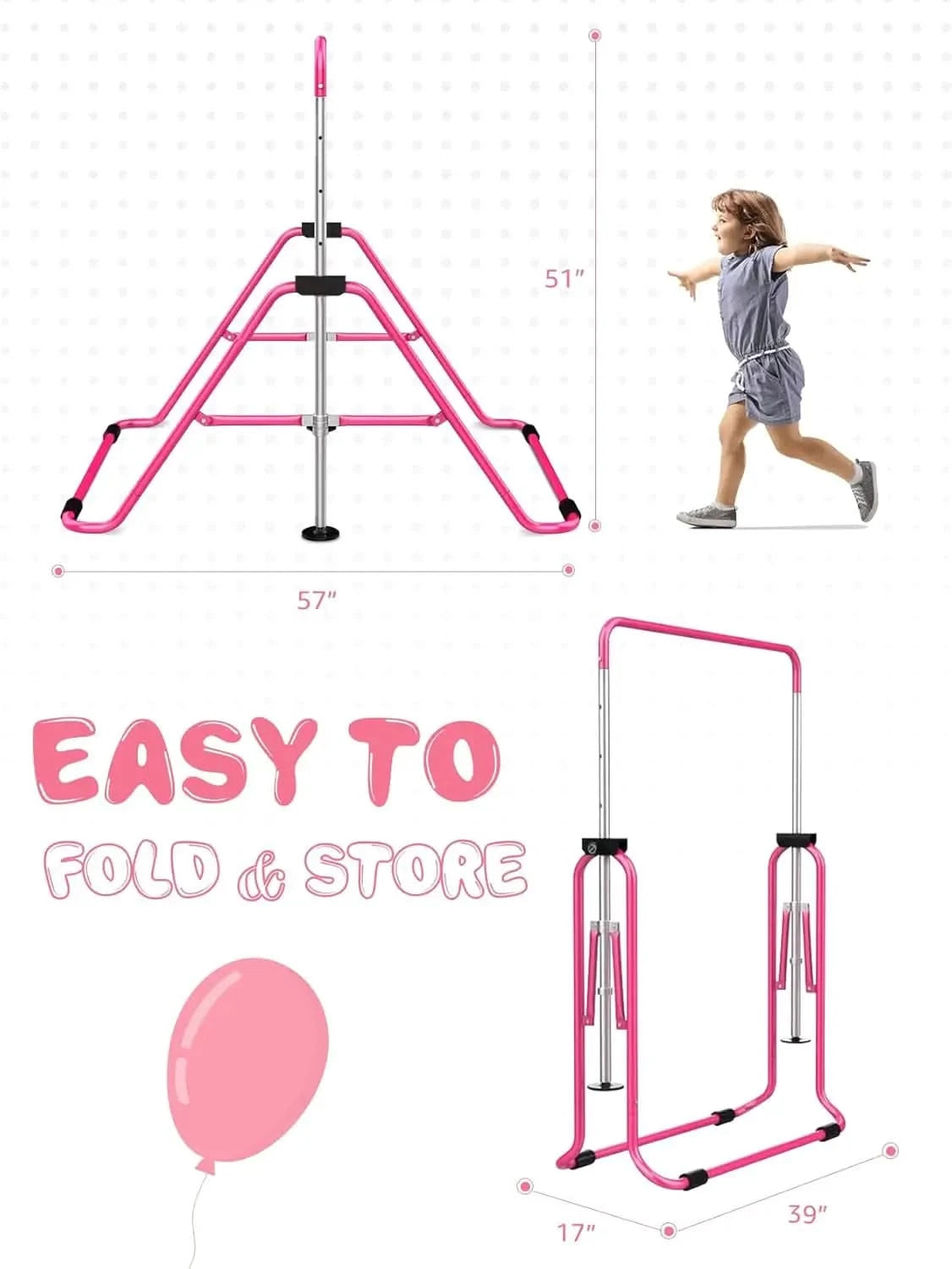 Sportsroyals Adjustable Height gymnastics bar for Kids