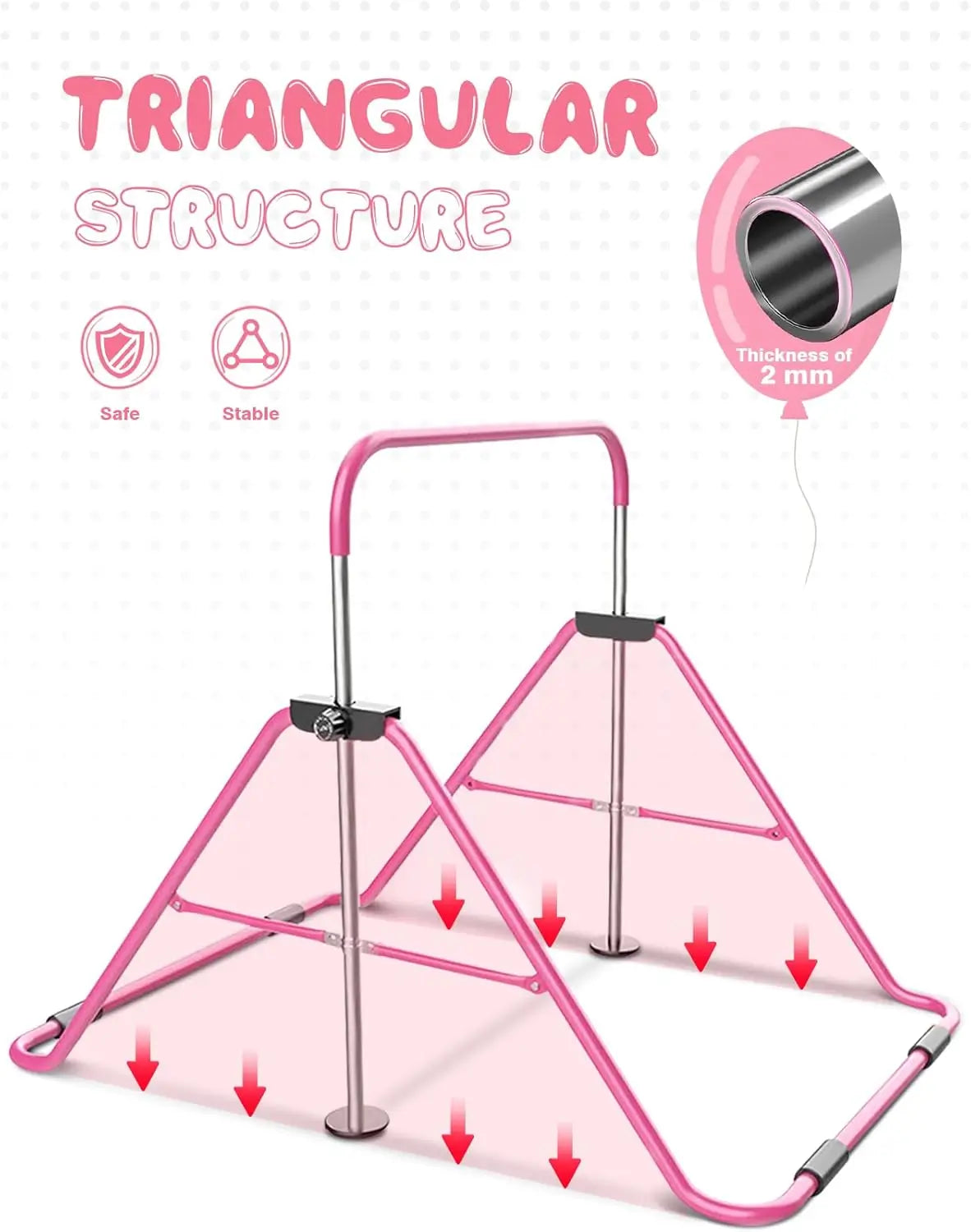 Sportsroyals Adjustable Height gymnastics bar for Kids