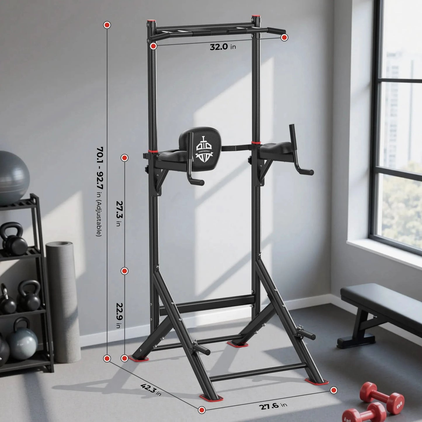 Sportsroyals Power Tower Pull Up Bar Station with Triangle Base