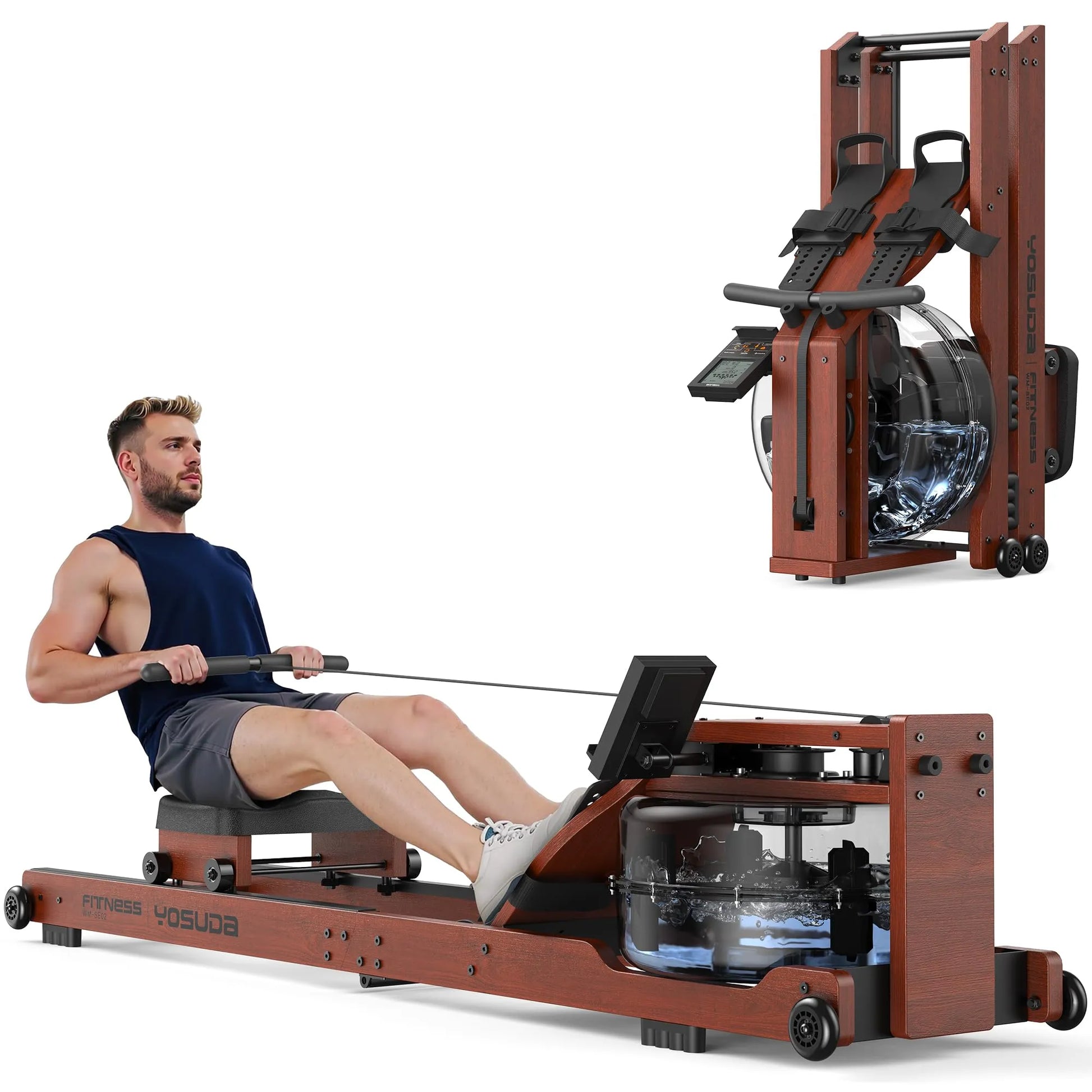 Yosuda Wooden Foldable Water Rowing Machine