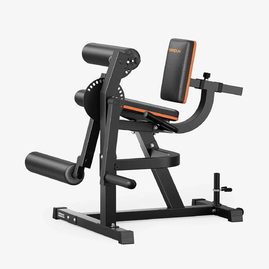 Black and orange gym machine on a white background