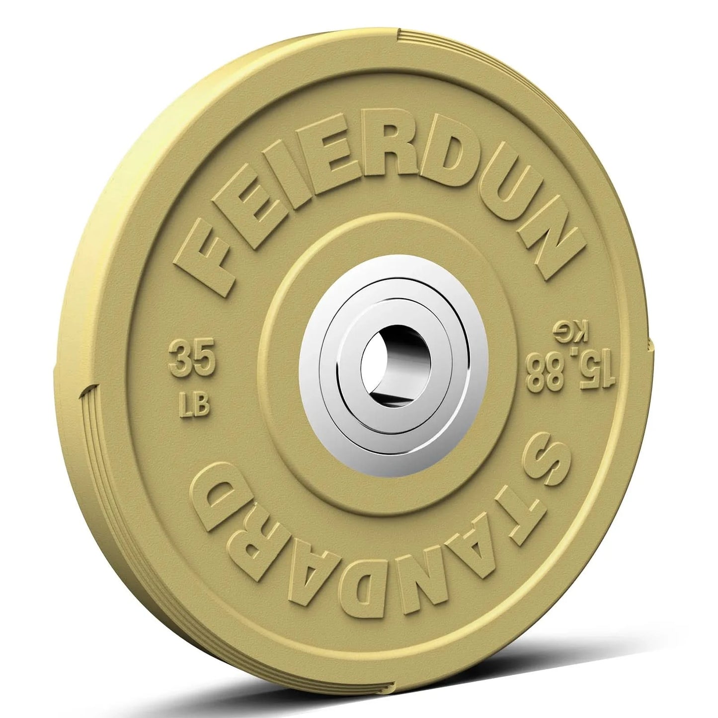 Gold weight plate with 'FEIERDUN' branding on a white background