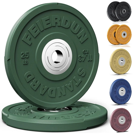 Green weight plate with 'FEIERDUN' branding on a white background