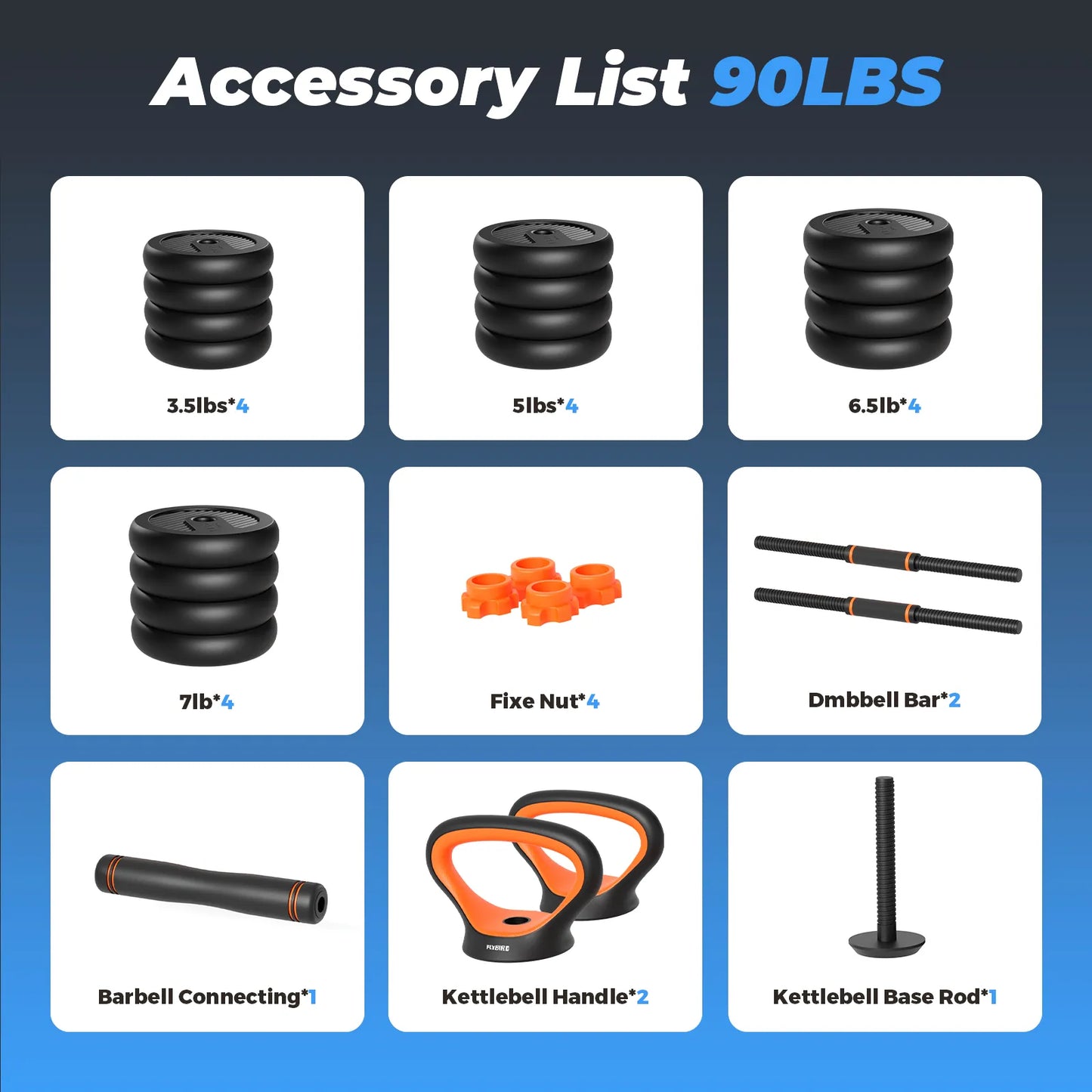 FLYBIRD 5 in 1 Dumbbell Kettlebell Weight Set