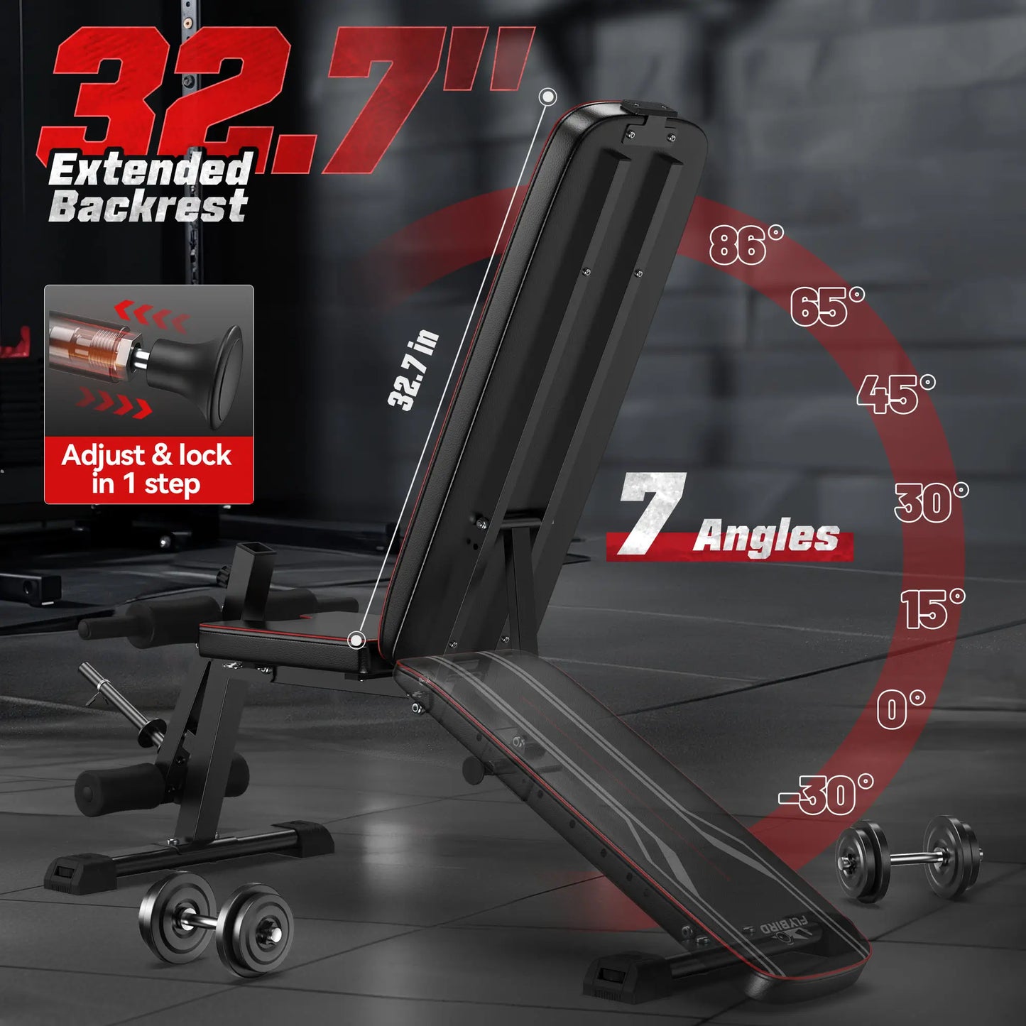 Flybird Adjustable Weight Bench with Preacher Curl