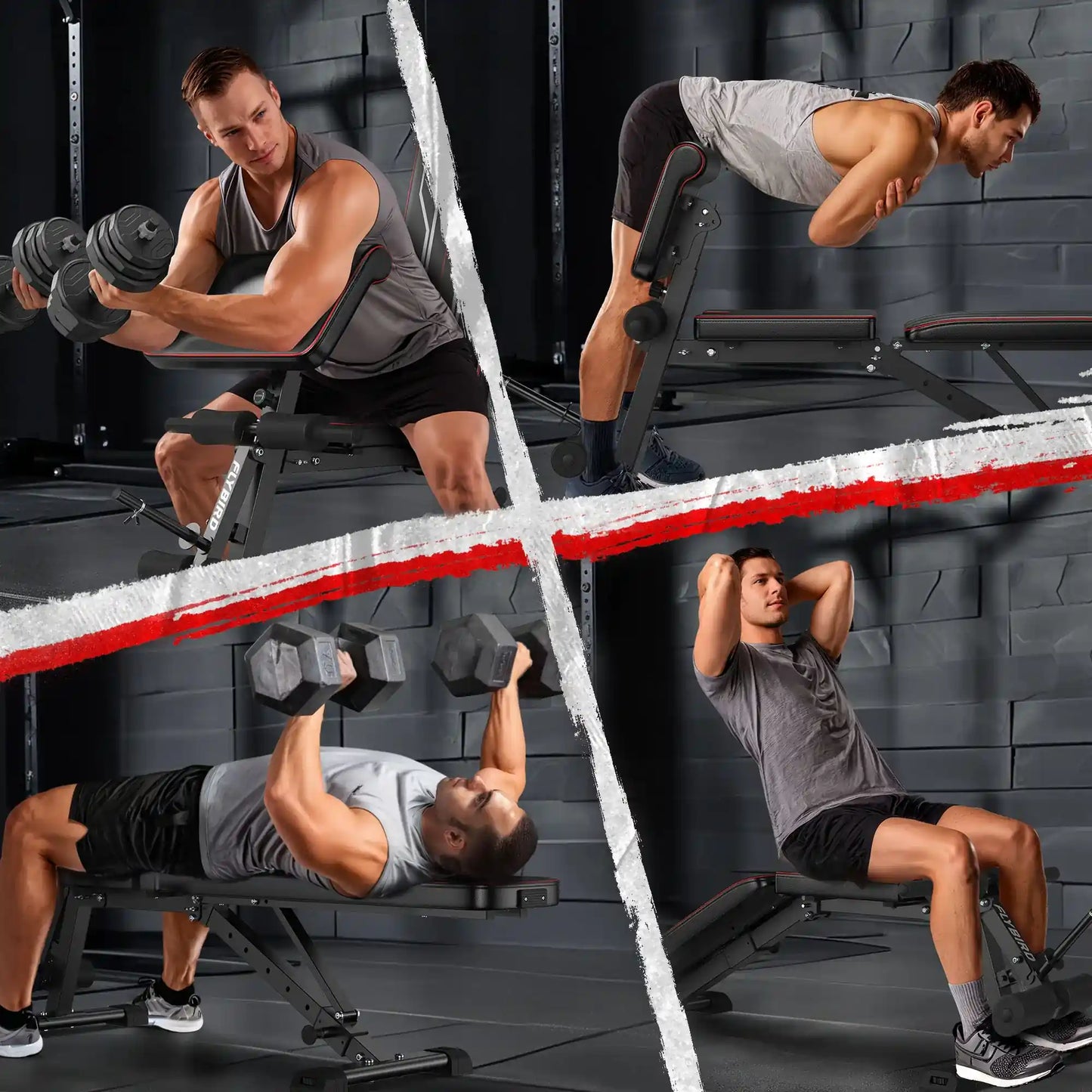 Flybird Adjustable Weight Bench with Preacher Curl