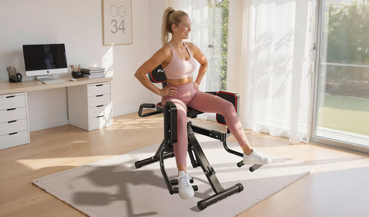 A woman performs a hip abduction exercise targeting the hip abductor muscles