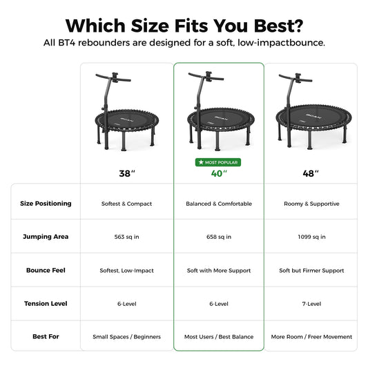 FED Fitness Bcan Series BT4 Soft Land Pro Adult Bungee Trampoline with Bungees Pre-Assembled