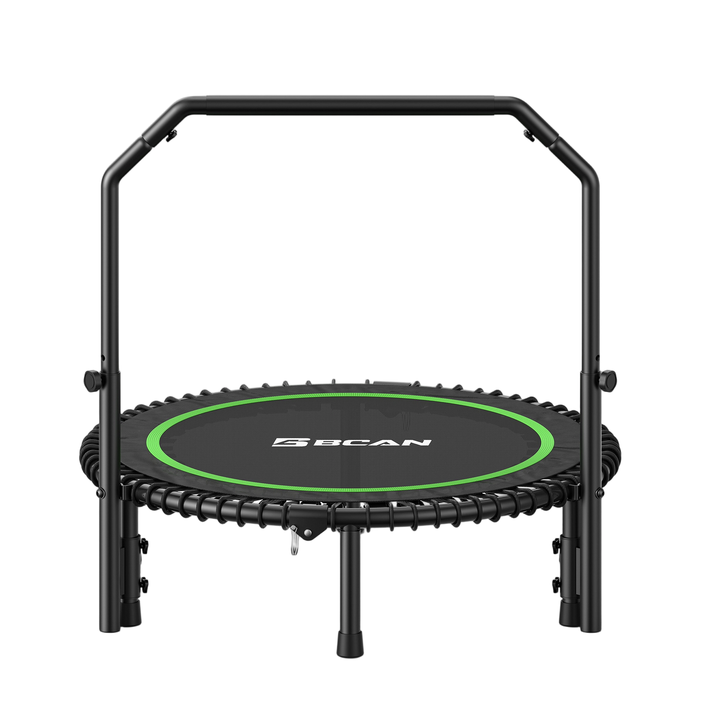 Black and green rebounder with 'BCAN' branding on a white background