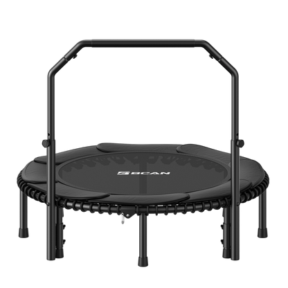 Black trampoline with handle on a white background