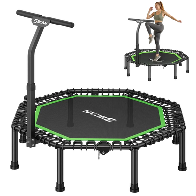 Bcan BT3 Octagonal Foldable Bungee Trampoline 51" With T-Adjustable Handlebar