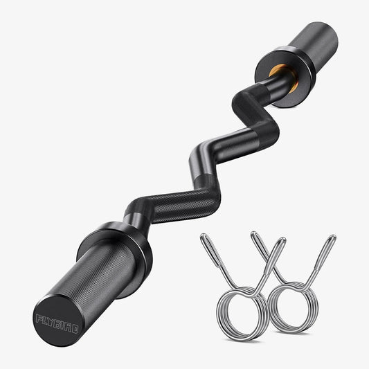 Black metal hex bar with attachments on a white background