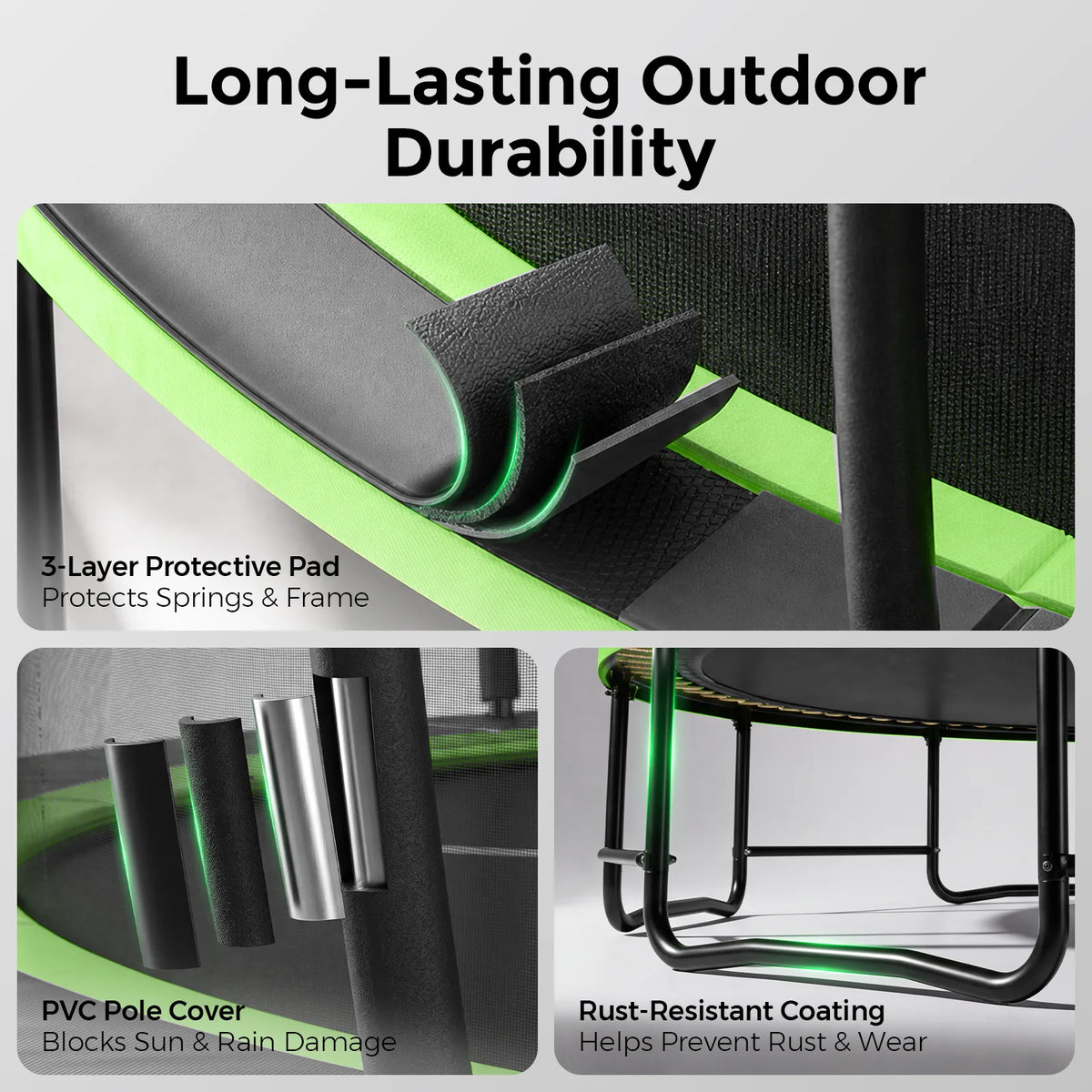 FED Fitness Bcan Series TR2 Heavy-Duty Outdoor Trampoline with Safety Enclosure & Basketball Hoop