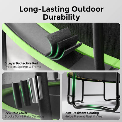 FED Fitness Bcan Series TR2 Heavy-Duty Outdoor Trampoline with Safety Enclosure & Basketball Hoop