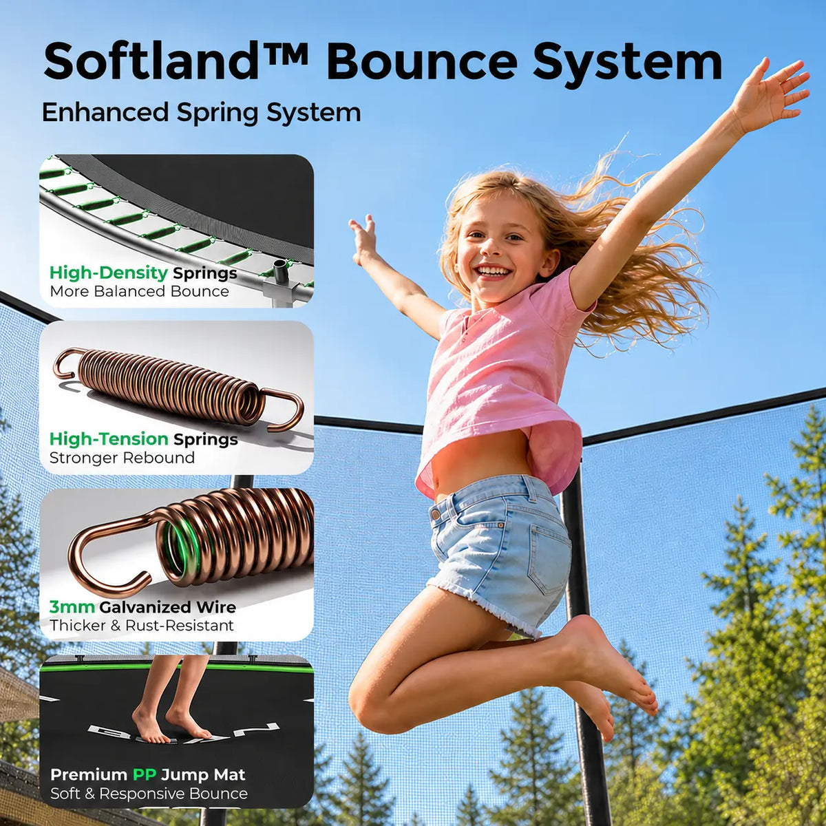 FED Fitness Bcan Series TR2 Heavy-Duty Outdoor Trampoline with Safety Enclosure & Basketball Hoop