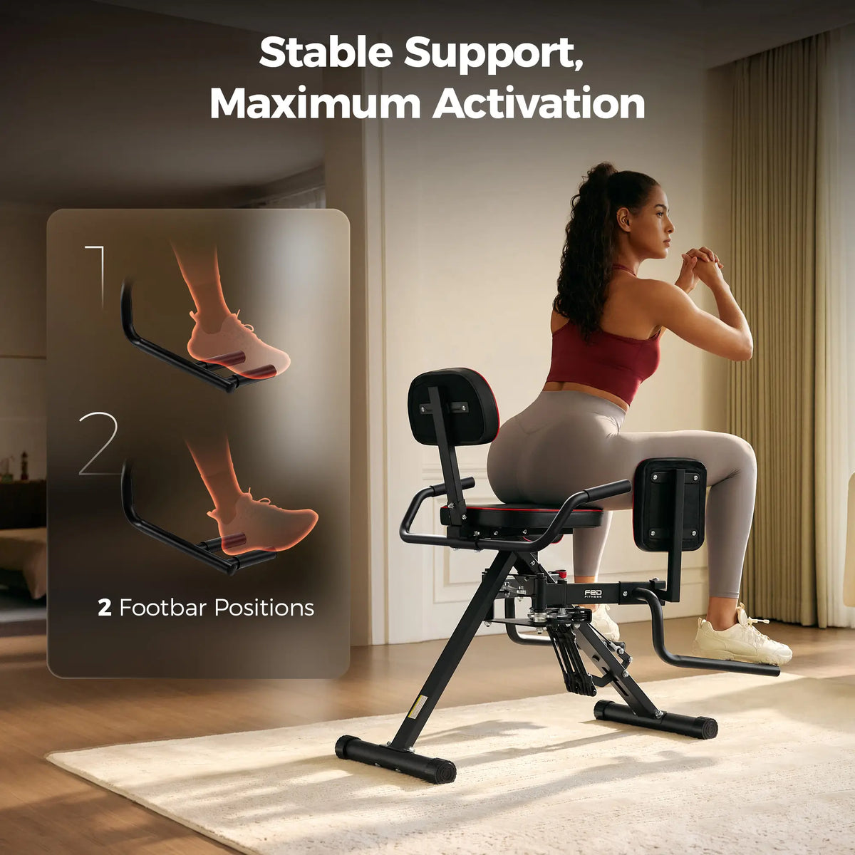 FED Fitness Flybird Series HA1 2-in-1 Hip Abductor and Adductor Machine has a dual footers, which makes your position more stable and maximizes your training efforts.