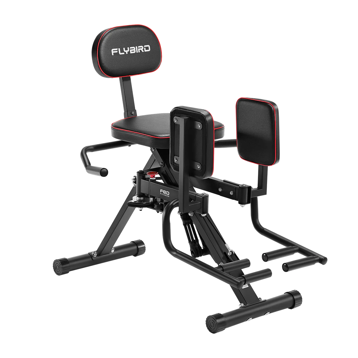 FED Fitness Flybird HA1 hip 2-in-1 Hip Abductor and Adductor exercise machine with padded backrest and front support, shown on a clean white background.