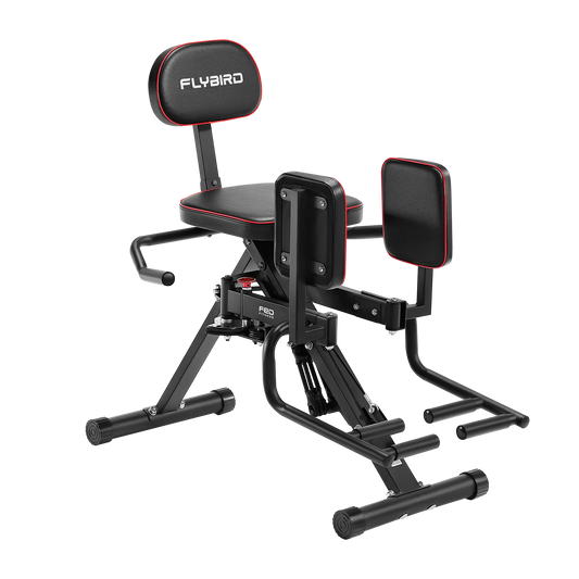 FED Fitness Flybird HA1 hip 2-in-1 Hip Abductor and Adductor exercise machine with padded backrest and front support, shown on a clean white background.