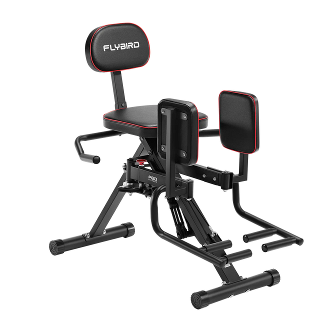 FED Fitness Flybird HA1 hip 2-in-1 Hip Abductor and Adductor exercise machine with padded backrest and front support, shown on a clean white background.