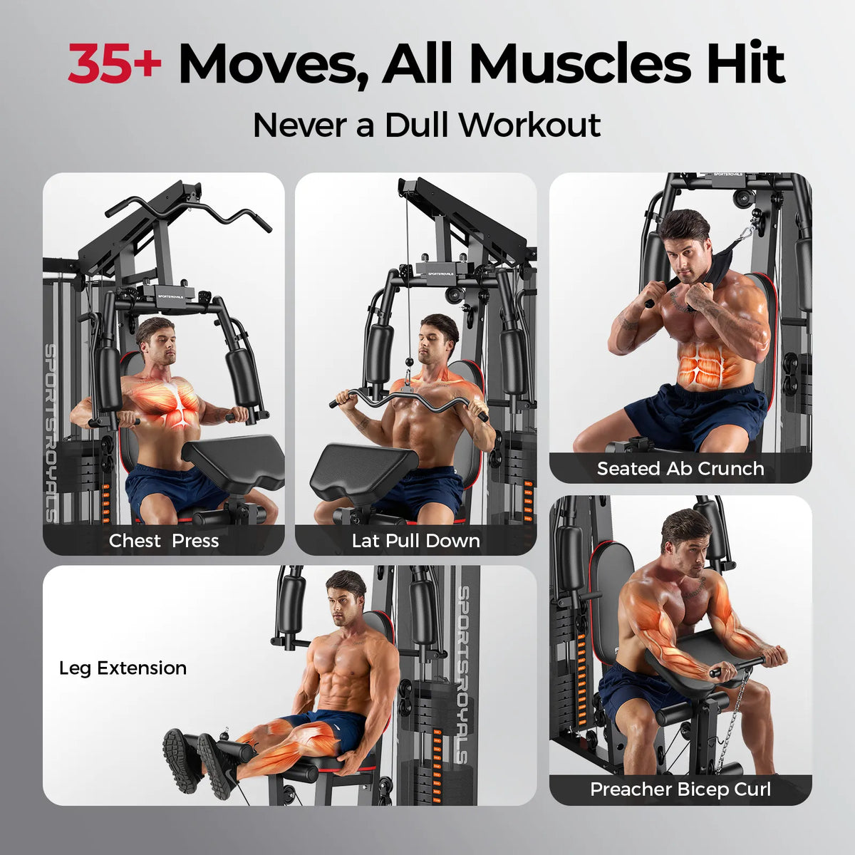 FED Fitness Sportsroyals Series MW1 Weight-Stack Multi-Functional Home Gym Station