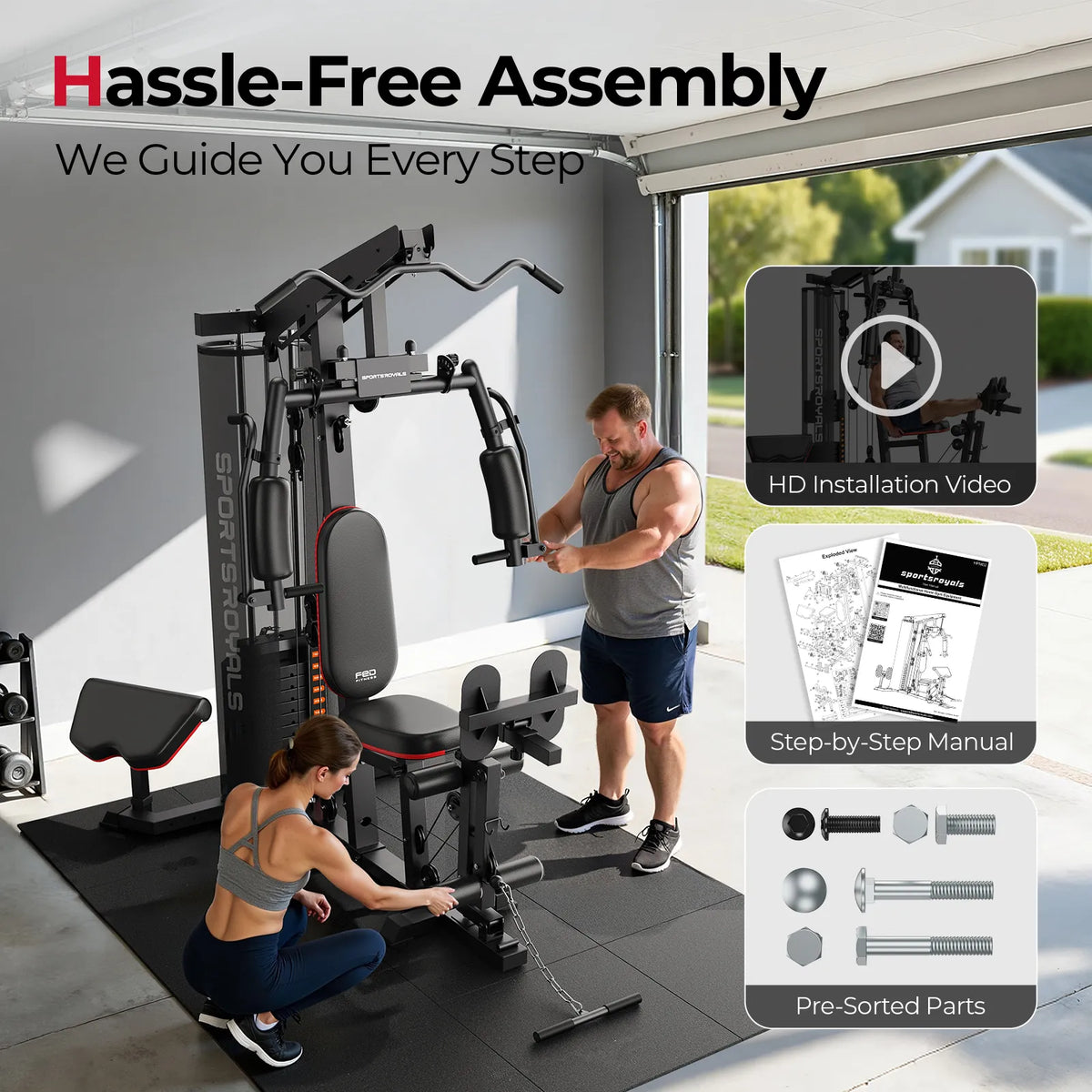 FED Fitness Sportsroyals Series MW1 Weight-Stack Multi-Functional Home Gym Station