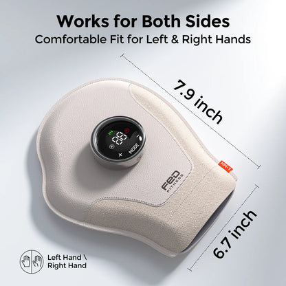 A handheld foot massager shown on a light gray background with text overlays indicating dimensions: 7.9 inch and 6.