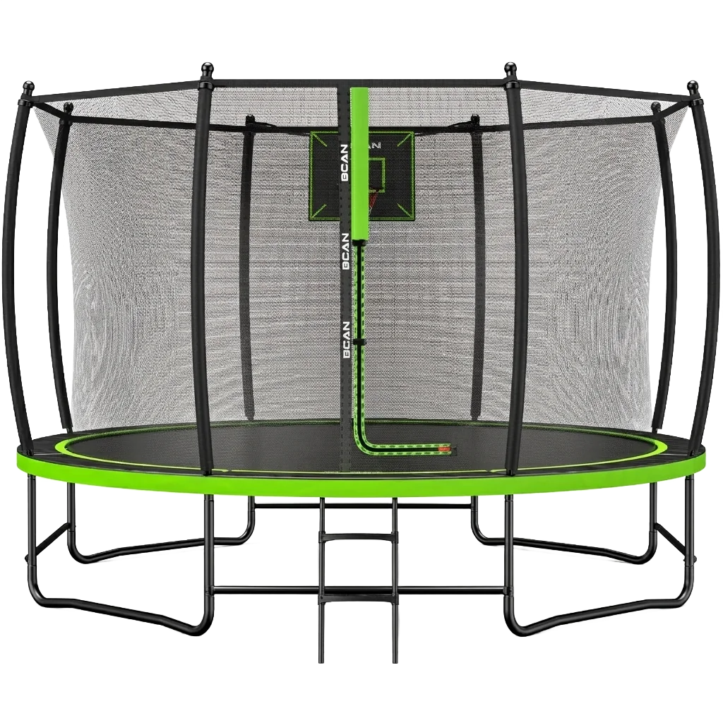 FED Fitness Bcan Series TR2 Heavy-Duty Outdoor Trampoline with Safety Enclosure & Basketball Hoop