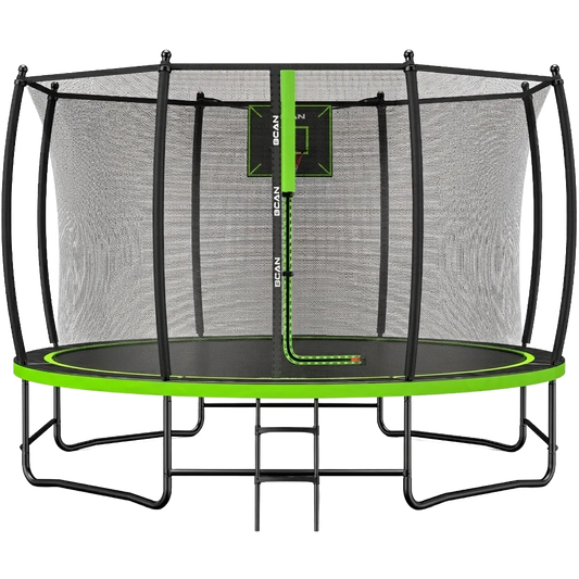 FED Fitness Bcan Series TR2 Heavy-Duty Outdoor Trampoline with Safety Enclosure & Basketball Hoop