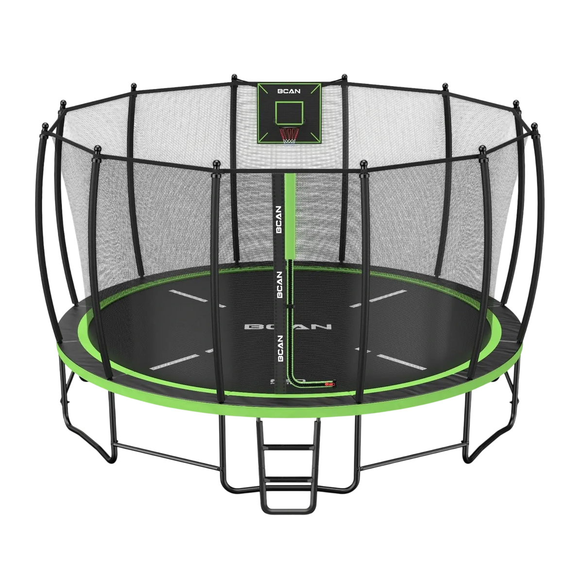 FED Fitness Bcan Series TR2 Heavy-Duty Outdoor Trampoline with Safety Enclosure & Basketball Hoop