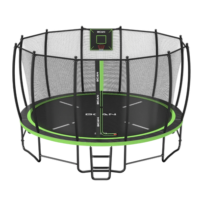FED Fitness Bcan Series TR2 Heavy-Duty Outdoor Trampoline with Safety Enclosure & Basketball Hoop