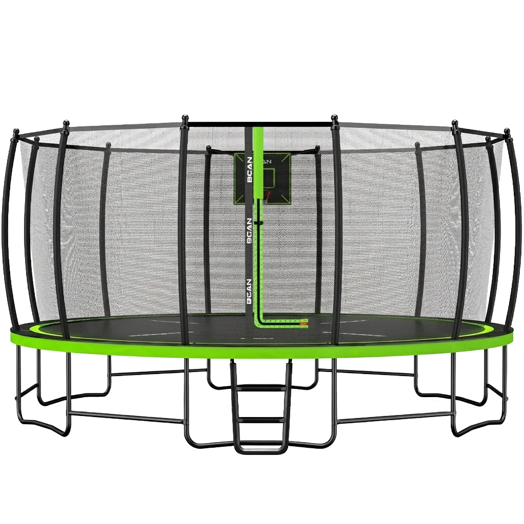 FED Fitness Bcan Series TR2 Heavy-Duty Outdoor Trampoline with Safety Enclosure & Basketball Hoop