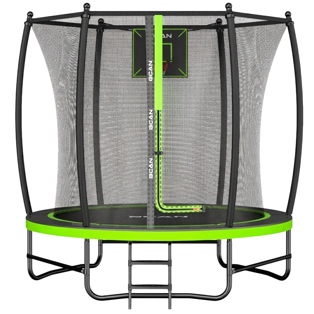 FED Fitness Bcan Series TR2 Heavy-Duty Outdoor Trampoline with Safety Enclosure & Basketball Hoop
