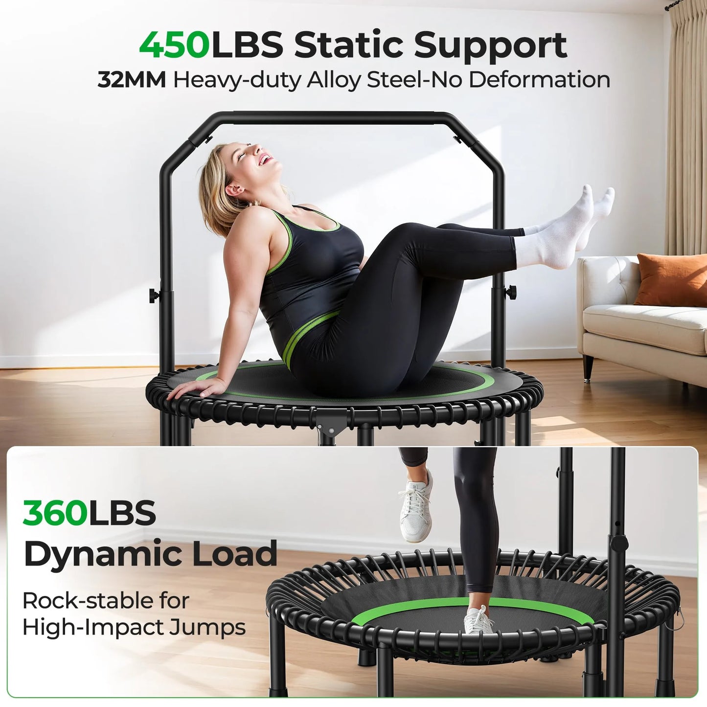 FED Fitness Bcan Series BT2 Foldable Adult Mini Bungee Trampoline