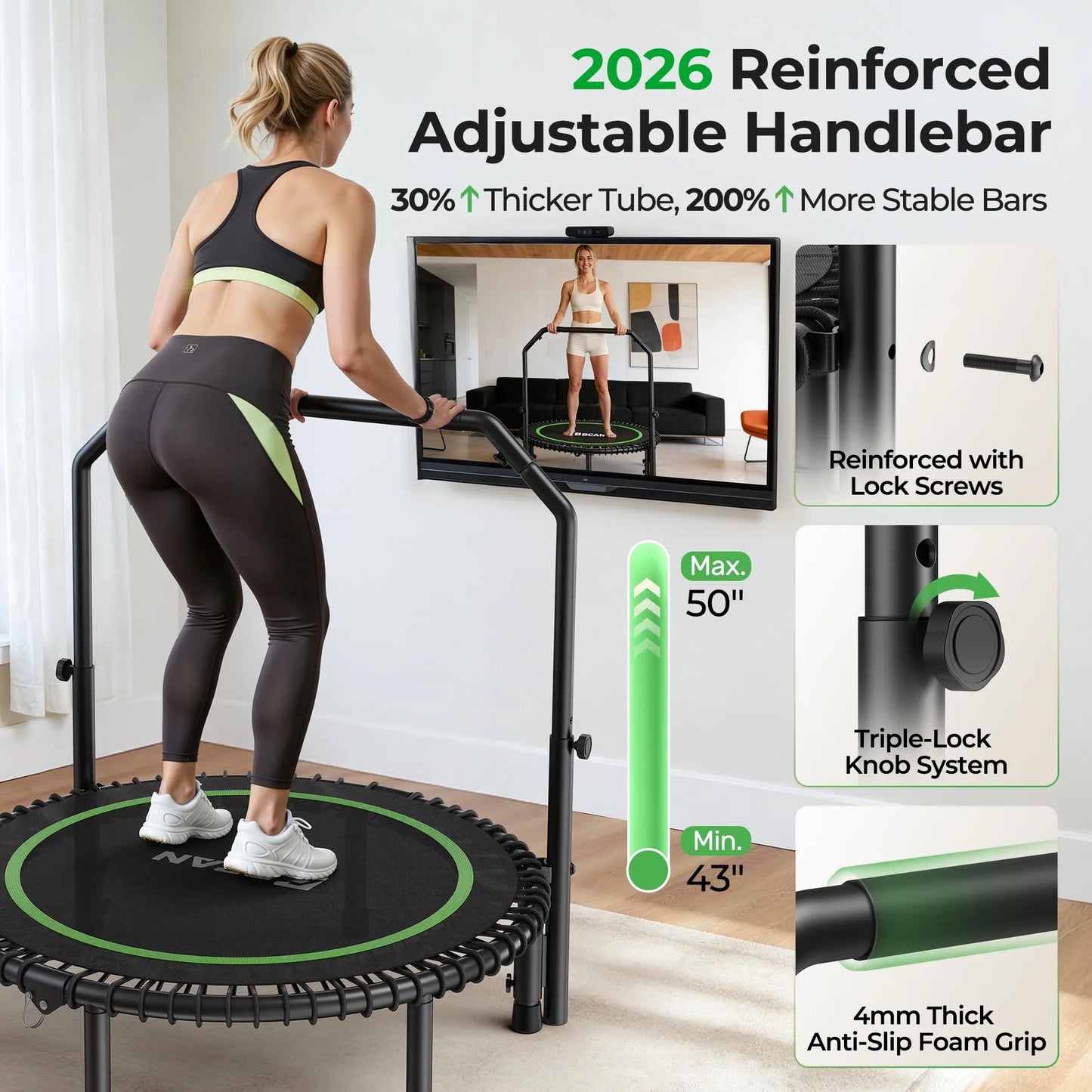 FED Fitness Bcan Series BT2 Foldable Adult Mini Bungee Trampoline