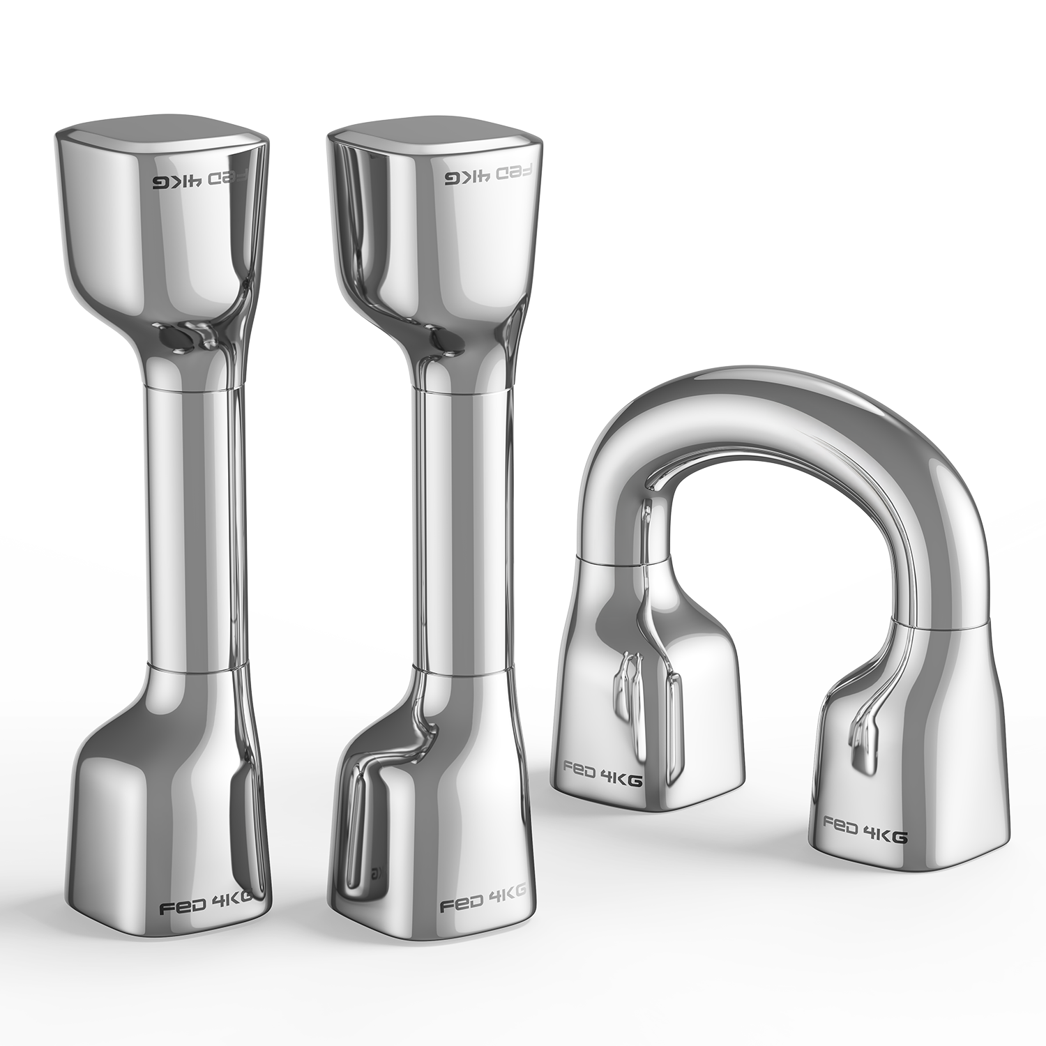 Set of chrome kitchen faucets on a white background