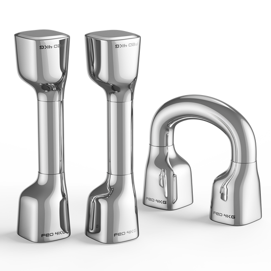 Set of chrome kitchen faucets on a white background