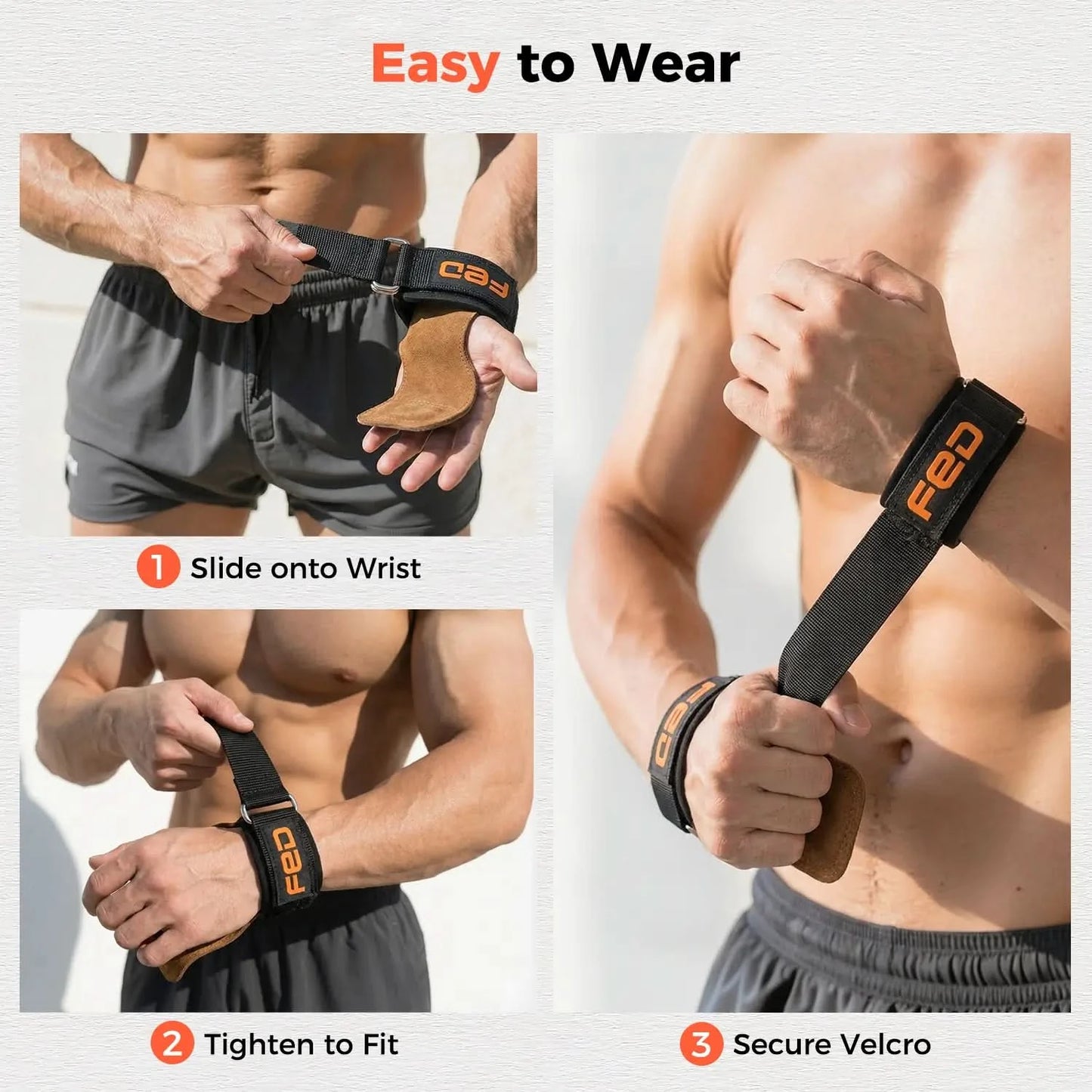 Instructions on how to wear a wrist support strap with a focus on ease of use.