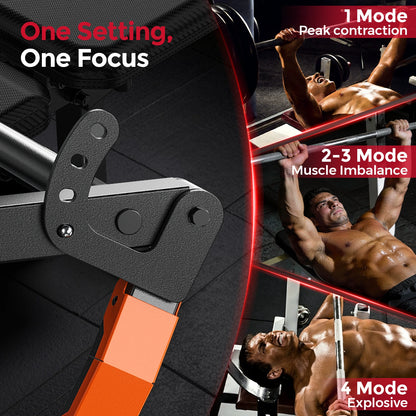 Gym equipment with a focus on adjustable modes for different exercise needs, featuring a man using the equipment.