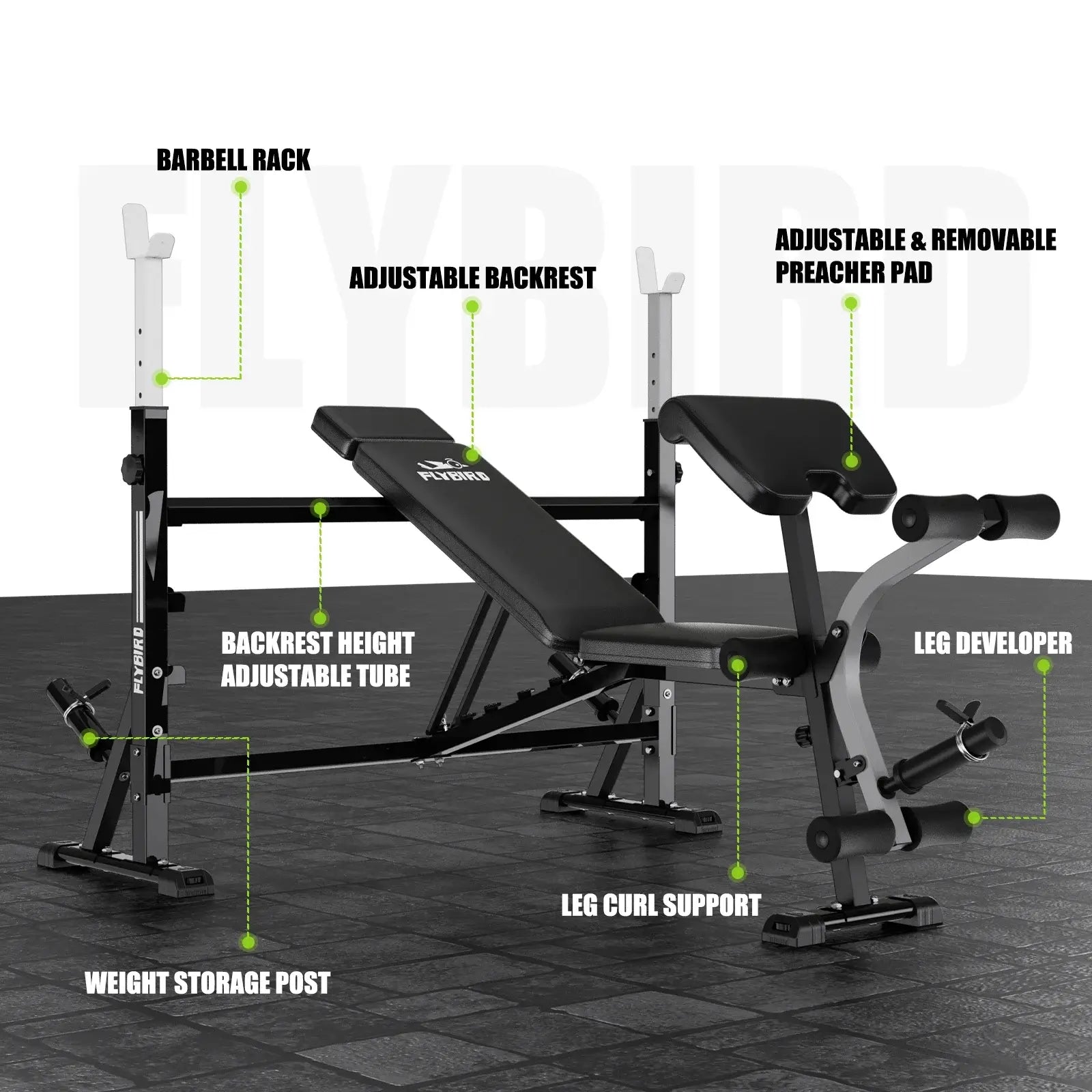 flybird olympic weight bench 47inch - Part Introduction