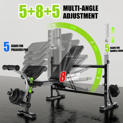 flybird olympic weight bench 47inch - 5+8+5 multi-angle adjustment