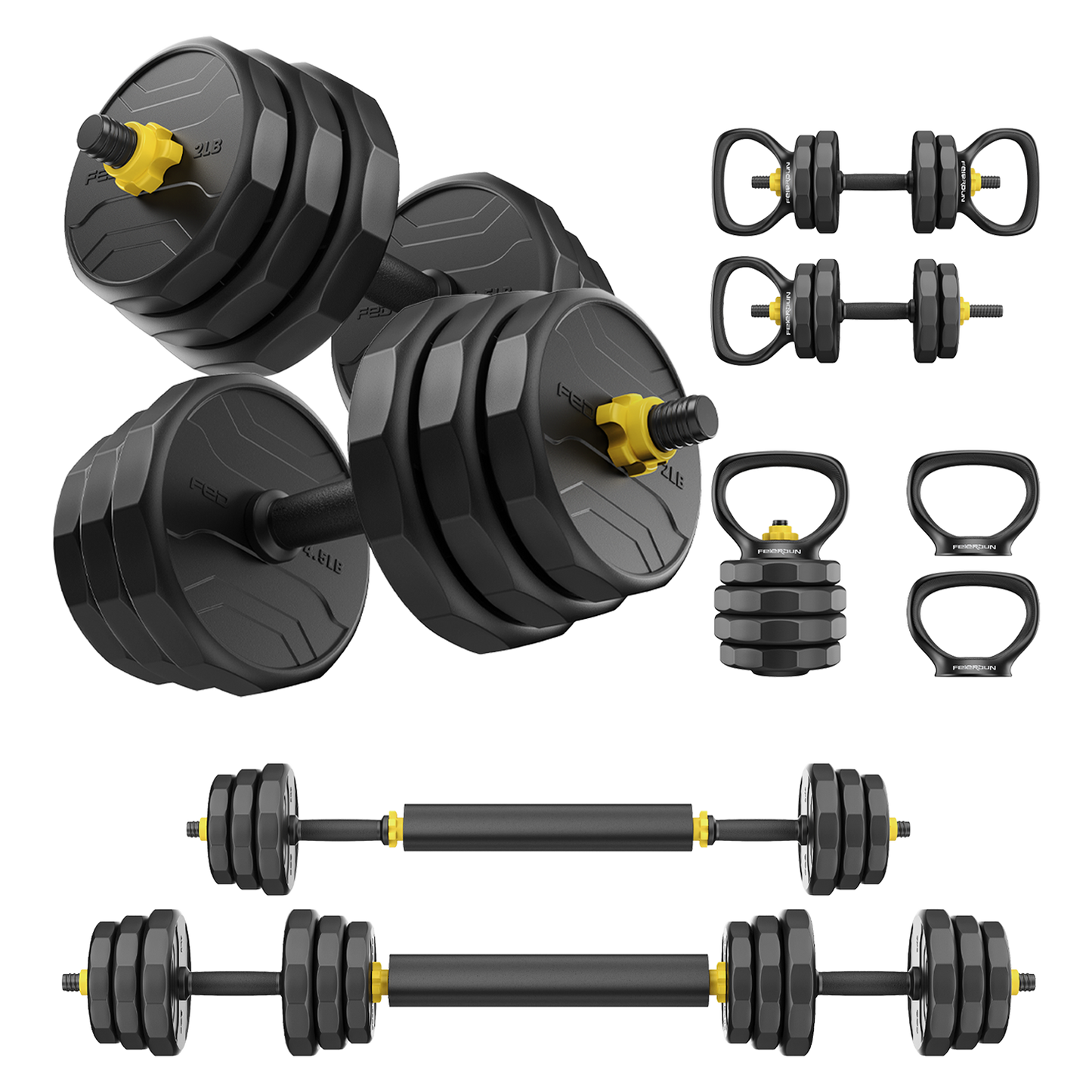 Feierdun DS3 5 In 1 Adjustable Dumbbell Set 12 Sided Design