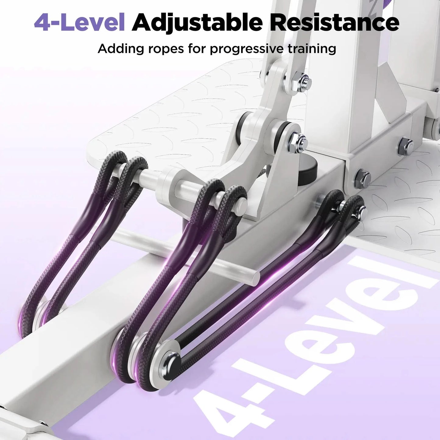 Adjustable resistance training device with ropes on a white background